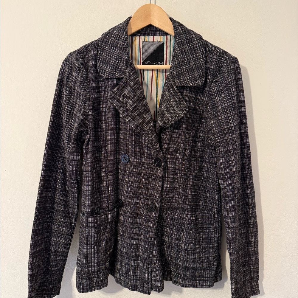 Volcom Women's Gray Plaid Blazer